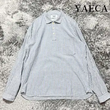 YAECA 코튼 린넨 풀오버 스트라이프 셔츠 M 착용감 없는 새상품급