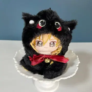 10cm~12cm 봉제인형 옷 갈아입기 옷 블랙 고양이 망토 2way