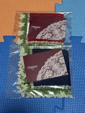 부인화보 긴자와 레이스점 콜라보 타월 손수건 네이비 레드 2장 세트