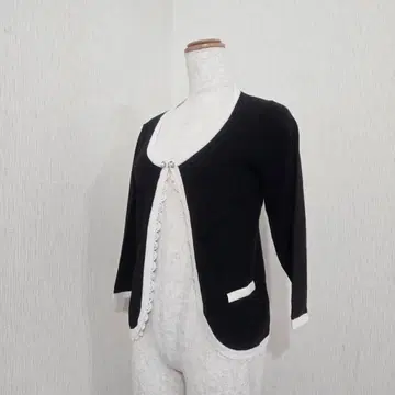 택 포함 미사용 데뷔 피오레 7부 소매 가디건 볼레로 펄 레이스