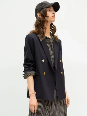 Mila owen 네이비 금장 버튼 더블 블레이저