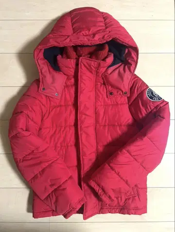 Abercrombie & Fitch 후드 부착 다운 자켓 레드 S
