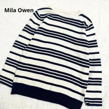 Mila Owen 미라 오웬 스트라이프 패턴 긴팔 니트 스웨터