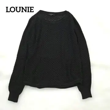 LOUNIE 루니 니트 얇은 소재 와플 크루넥 시스루 블랙