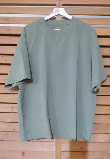 무인양품 바람이 통하는 스트레치 반팔 T셔츠 카키 L