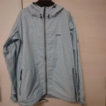 AIGLE 스카이블루 체크 무늬 마운틴 후드티