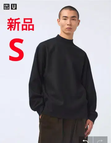 새상품 유니클로 U 브러쉬드 저지 모크넥 T셔츠 S 블랙