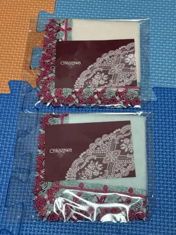 치카자와 레이스 25ans 콜라보 손수건 핑크 색스 블루 2개 세트