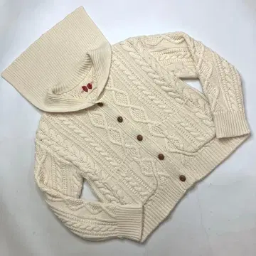 핑크하우스 생산 세일러 카라 케이블 짜임 니트 가디건