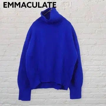 EMMACULATE 울 100 터틀넥 니트 블루