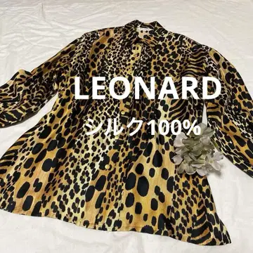 LEONARD 레오파드 무늬 긴팔 셔츠 L 사이즈