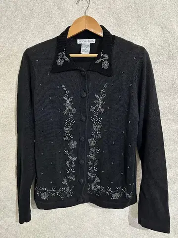 Embroidered beaded knit cardigan