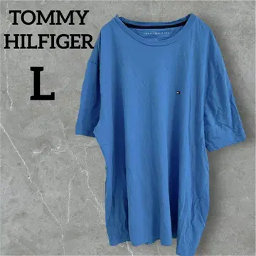 레어 TOMMY HILFIGER [ L ] 블루 반팔 티셔츠 상의