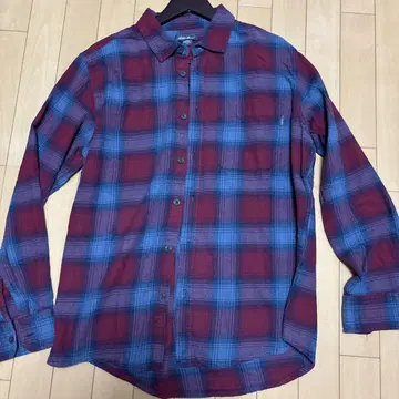 Eddie Bauer 플란넬 셔츠 L 사이즈 빨강 파랑 체크 좋은 배색