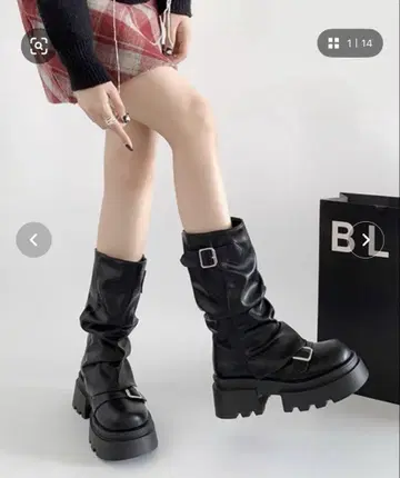 Sibra 커버 미들 부츠 블랙 가죽 느낌 인조 가죽 y2k 그런지 한국