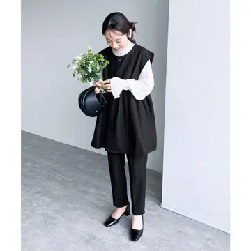 [ 새상품급 ] reca 페플럼 베스트 테이퍼드 팬츠 2세트 블랙 S