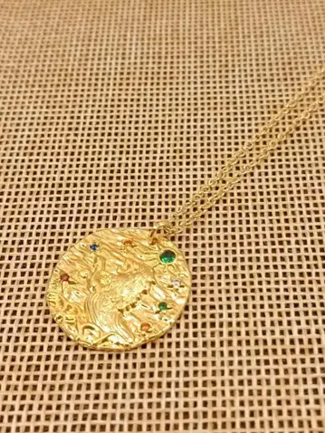 빈티지 골드 체인 지르코니아 목걸이 별자리 사자자리