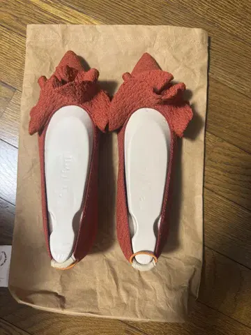 offen 프릴 달린 빨간색 플랫슈즈
