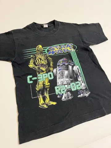 STAR WARS C-3PO R2-D2 티셔츠 블랙 USA제 kids L
