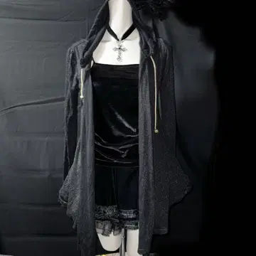 헤이세이 갸루 Y2K 그런지 세실 맥비 라메 믹스 후드티 글리터