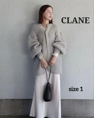 CLANE 컬러 모헤어 샤기 가디건 그레이