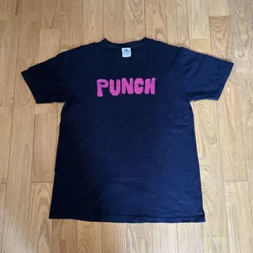 더 크로마뇽즈 PUNCH 프린트 T셔츠 L 블랙