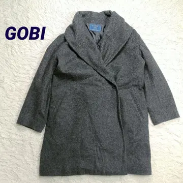 레어 GOBI 최고급 몽골 캐시미어 코트 롱 숄카라 그레이