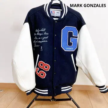 MARK GONZALES 마크곤잘레스 바시티 자켓 네이비 자수