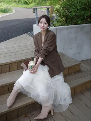 Darich 랜덤 턱 튤 롱 스커트