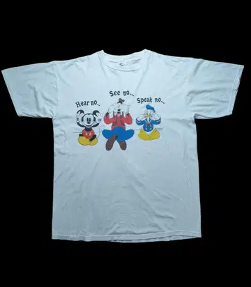 90s 빈티지 USA제 T셔츠 보지말라 듣지말라 말하지말라 디즈니 XL