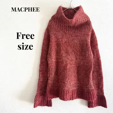 [ MACPHEE ] 니트 긴팔 터틀넥 레드 계열 F 소매 플레어 모헤어