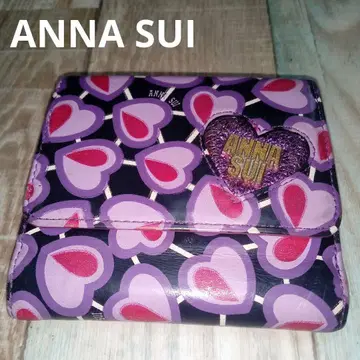 ANNA SUI 안나수이 지갑 3단 폴더형 하트 라메 퍼플