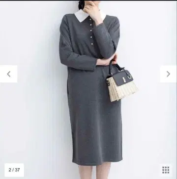 엘레나 2way 펄 니트 원피스 9 새상품급 쿠미쿄쿠 카라 부착