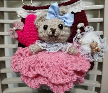 곰돌이 스마트폰 케이스 백 포테치노 뜨개질 인형 사에라