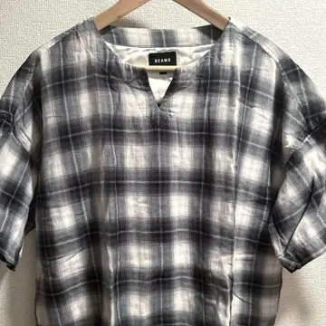 BEAMS 옴브레 체크 S/S Tee