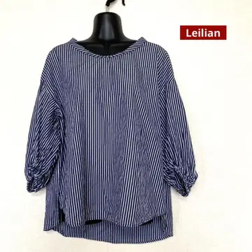 Leilian 레리안 스트라이프 7부 소매 풀오버 블라우스