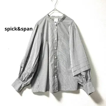 spick&span 벌룬 소매 밴드 카라 셔츠