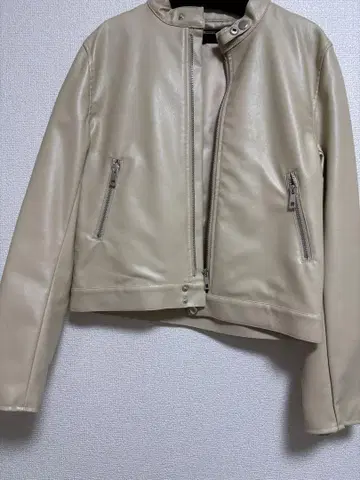 가죽 자켓 화이트 베이지 MICALLE MICALLE