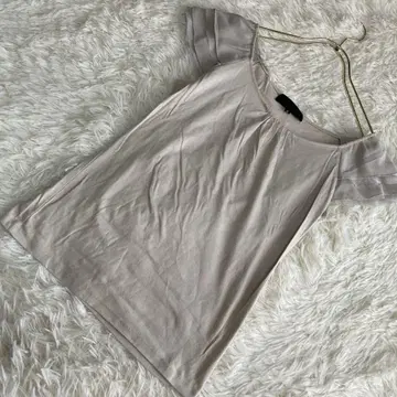 UNTITLED 어깨 쉬폰 T셔츠 그레이지 2 깔끔한 오피스룩 비침