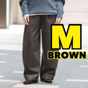 25AW 유니클로 유 브러쉬드 맨투맨 와이드 팬츠 브라운 M