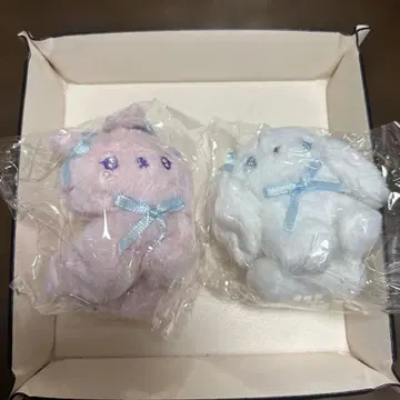 봉제 인형 스트랩 핑크 화이트