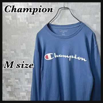 champion 챔피온 긴팔 티셔츠 남성용 M 블루 파랑 US 구제 의류