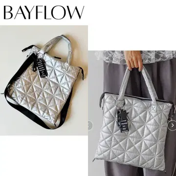새상품급 BAYFLOW 참 포함 3WAY 퀼트 토트백 실버