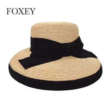 FOXEY BOUTIQUE 스트로우 햇 밀짚모자 그로그랭 리본