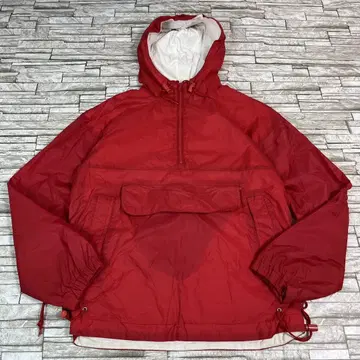 90s 랜즈엔드 아노락 후드티 레드 무지 나일론 빈티지