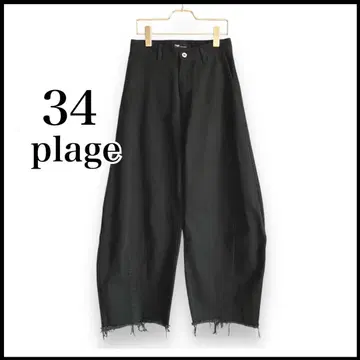 plage 벌룬 테이퍼드 팬츠 커브 데님 블랙