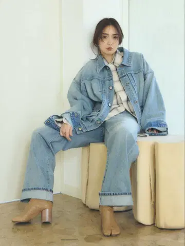 MIESROHE (미스 로에) 오버사이즈 데님 커버올 라이트 블루 1
