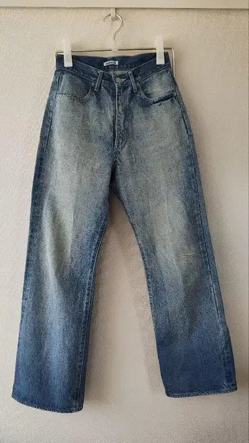 AURALEE SELVEDGE FADED HEAVY DENIM PANTS