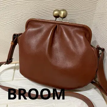 새상품급 BROOM 블루 빅볼 가마구치 숄더백 가죽 천연 가죽