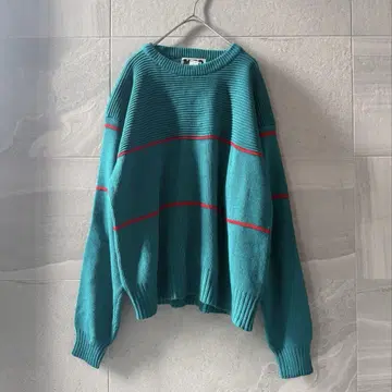 90s 니트 '에메랄드 x 레드' L-size